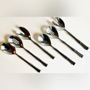 FORTESSA @Williams Sonoma Royal Pacific Stainless 18/10 Bamboo 3pc Serving Set